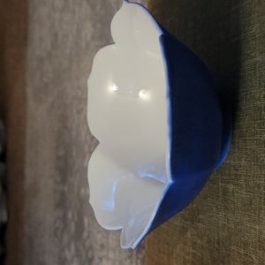 Vintage Japanese tulip rice bowl blue